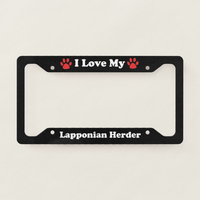 I Love My Lapponian Herder Dog License Plate Frame (Front)