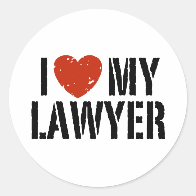 I Love My Lawyer Classic Round Sticker (Front)