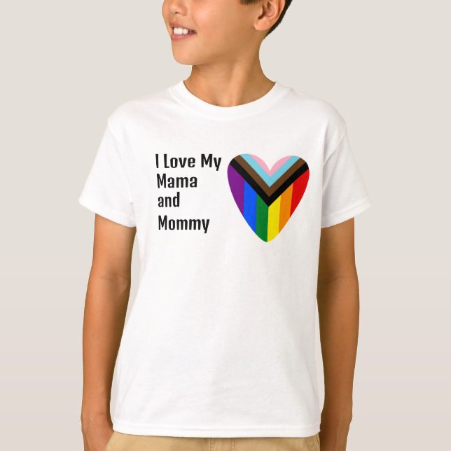 I Love My Lesbian Moms Heart  T-Shirt (Front)