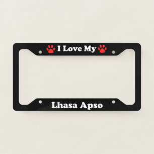 I Love My Lhasa Apso Dog License Plate Frame