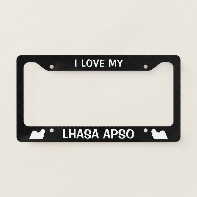 I Love My Lhasa Apso - Dog Silhouettes Custom License Plate Frame (Front)