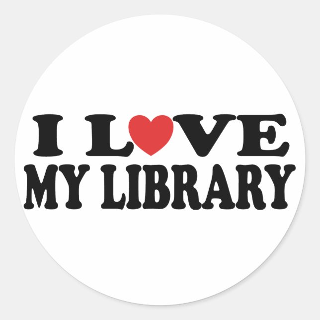 I Love My Library Librarian Gift Classic Round Sticker (Front)