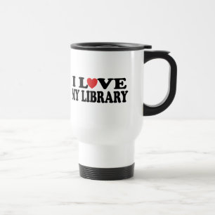 I Love My Library Librarian Gift Travel Mug