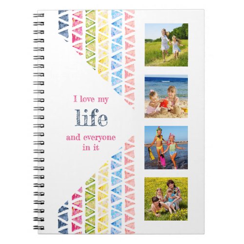 I Love my Life 4 Photo Pretty Geometric Pattern Notebook