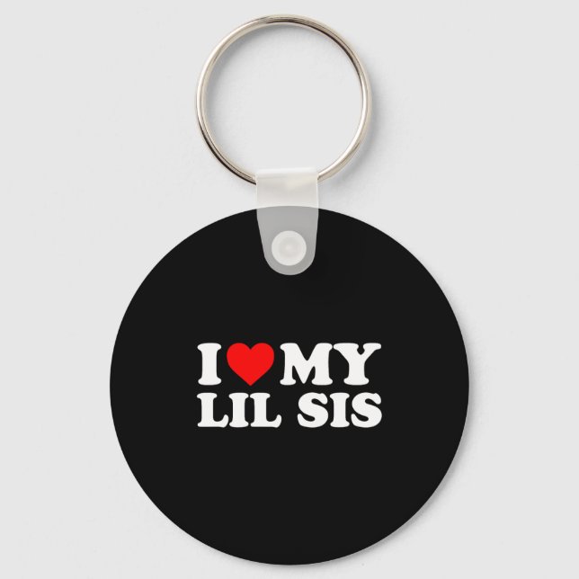I Love My Lil Sis Red Heart  Keychain (Front)