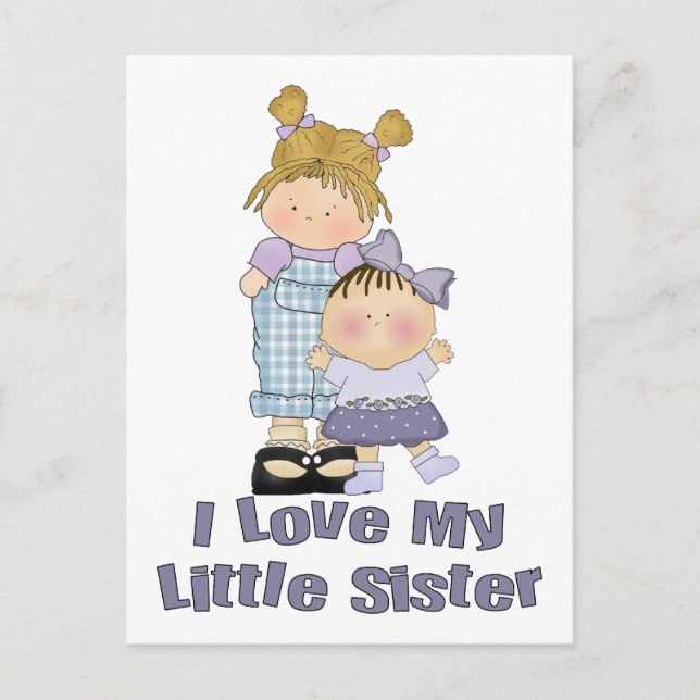 I Love My LIttle SIster Girls 2 Postcard (Front)