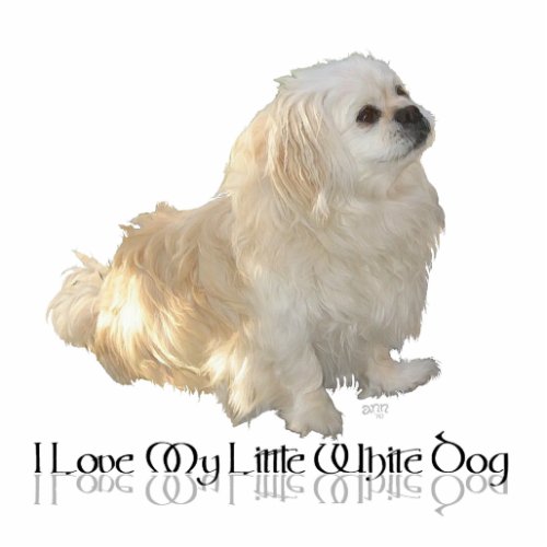 I Love My Little White Dog _ Pekingese  Statuette