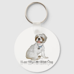 I Love My Little White Dog - Shih Tzu Keychain