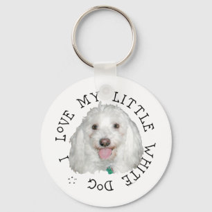 I Love My Little White (Rescue) Dog Keychain