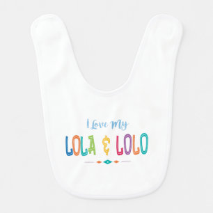 I Love My Lola & Lolo Multicolor Fonts Baby Bib