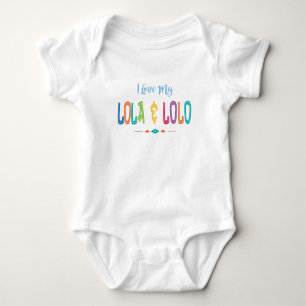 I Love My Lola & Lolo Multicolor Fonts Baby Bodysuit