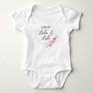 I Love My Lola & Lolo Pink Wreath Baby Bodysuit