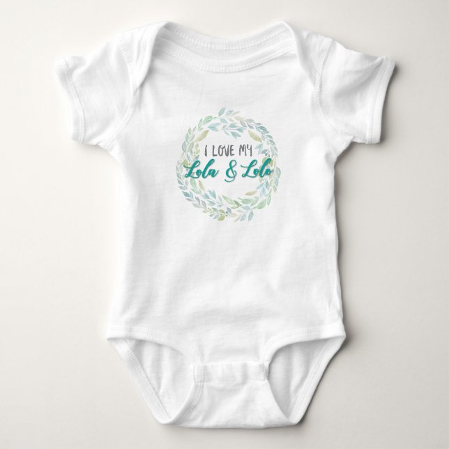 I Love My Lola & Lolo Wreath Baby Bodysuit (Front)