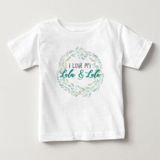 I Love My Lola & Lolo Wreath Baby T-Shirt (Front)