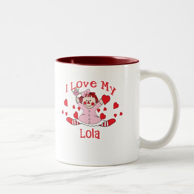 I love My Lola Rag Doll & Hearts Two-Tone Coffee Mug (Right)