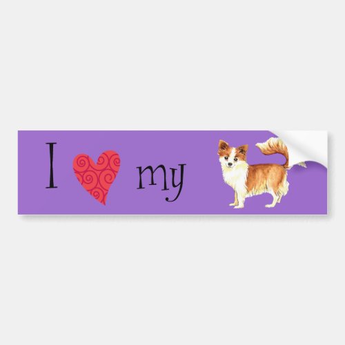 I Love my Long Coat Chihuahua Bumper Sticker