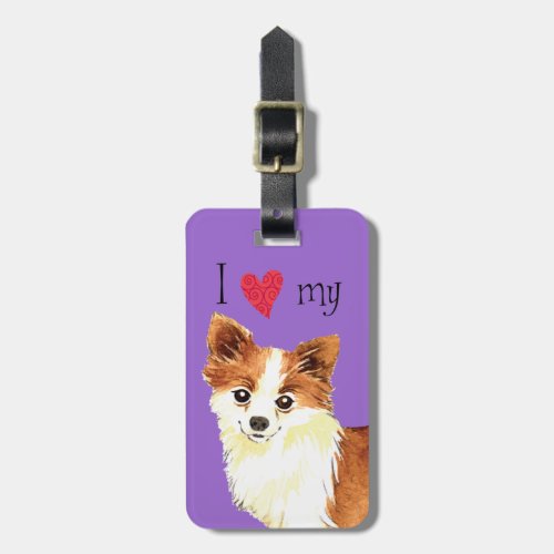 I Love my Long Coat Chihuahua Luggage Tag