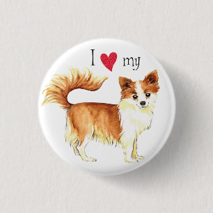 I Love my Long Coat Chihuahua Pinback Button