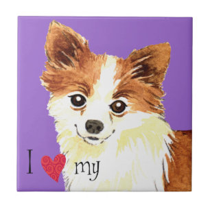 I Love my Long Coat Chihuahua Tile
