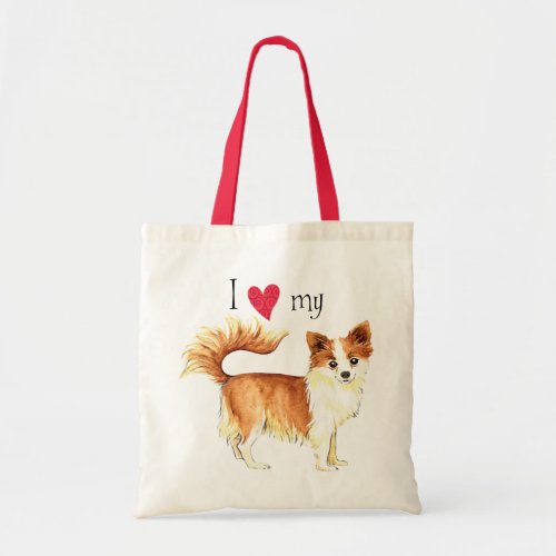 I Love my Long Coat Chihuahua Tote Bag