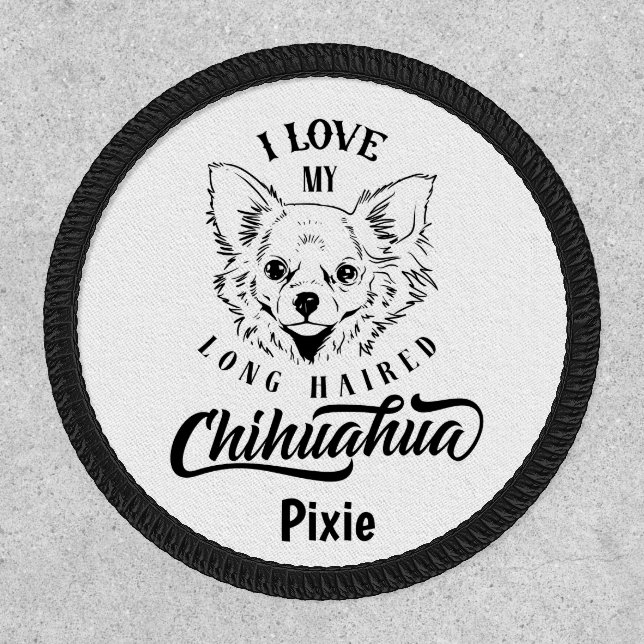 I Love My Long Hair Chihuahua Customizable Patch (Front)