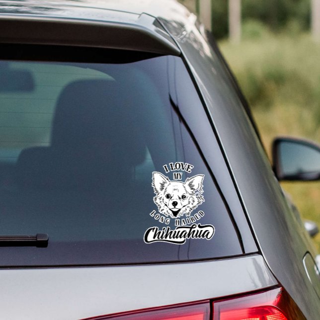 I Love My Long Hair Chihuahua Vinyl Sticker (Creator Uploaded)