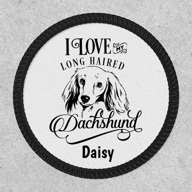 I Love My Long Hair Dachshund Customizable Patch (Front)