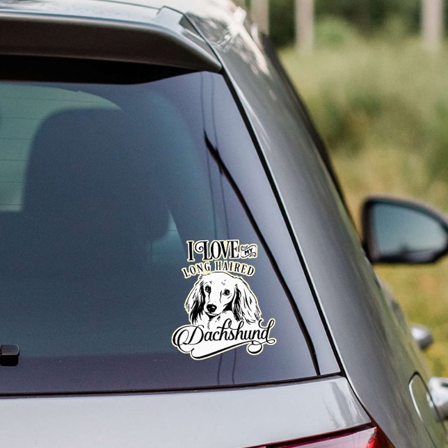 I Love My Long Hair Dachshund Vinyl Sticker (Creator Uploaded)