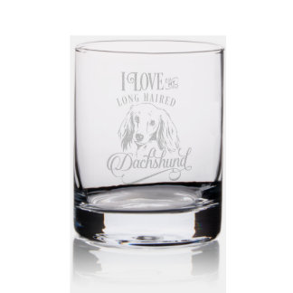 I Love My Long Haired Dachshund Etched Glassware