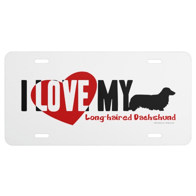 I Love My - Long-haired Dachshund License Plate (Front)