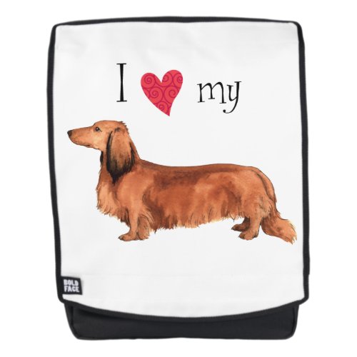 I Love my Longhaired Dachshund Backpack