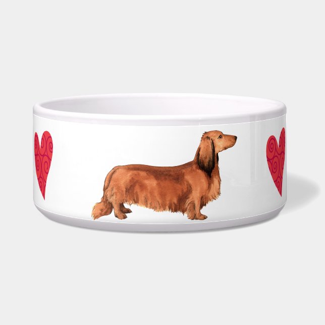 I Love my Longhaired Dachshund Bowl (Right)