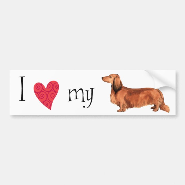 I Love my Longhaired Dachshund Bumper Sticker (Front)