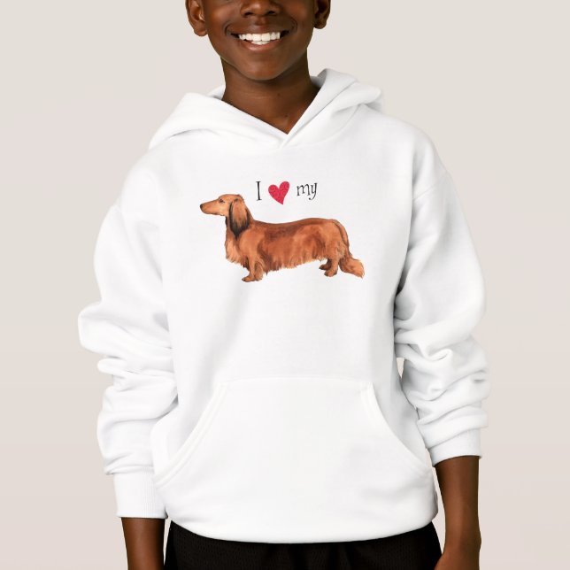 I Love my Longhaired Dachshund Hoodie (Front)