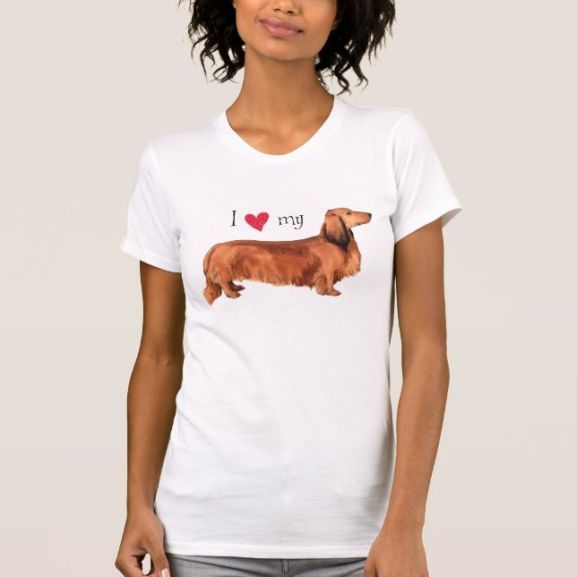 I Love my Longhaired Dachshund T-Shirt (Front)