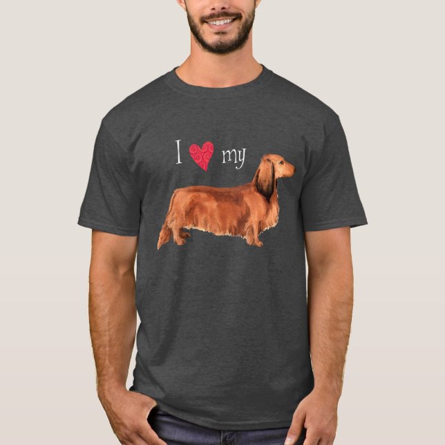 I Love my Longhaired Dachshund T-Shirt (Front)
