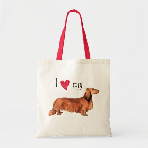 I Love my Longhaired Dachshund Tote Bag