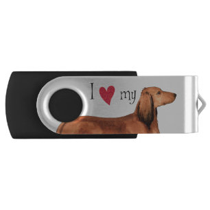 I love my Longhaired Dachshund USB Flash Drive