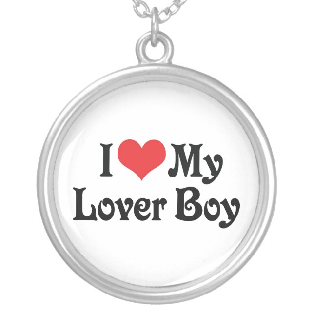 I Love My Lover Boy Silver Plated Necklace (Front)
