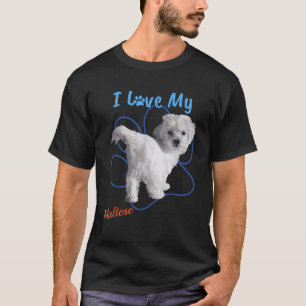 I Love My Maltese Best Dog Lover Paw Print for M T-Shirt