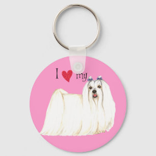 I Love my Maltese Keychain