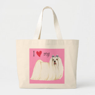 I Love my Maltese Large Tote Bag