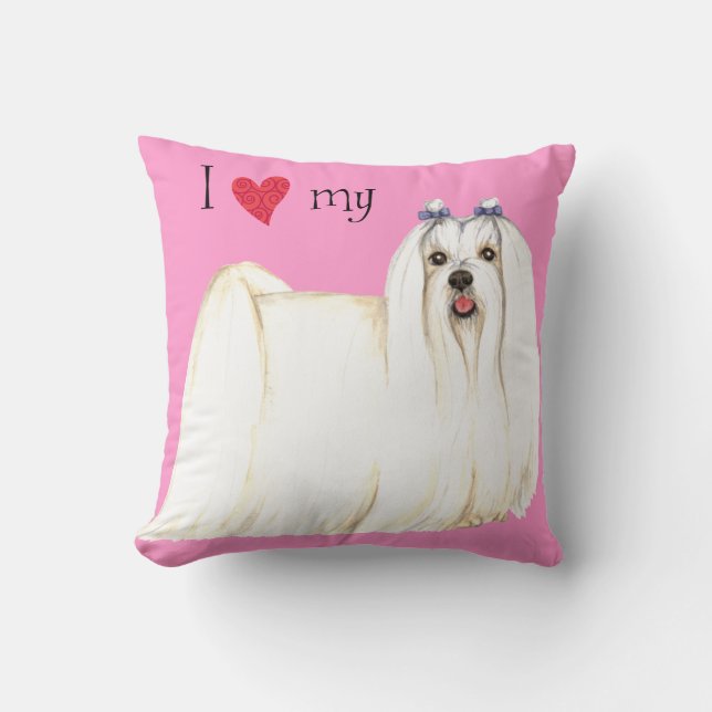 I Love my Maltese Throw Pillow (Front)