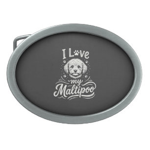 I Love My Maltipoo Dog Lover Belt Buckle