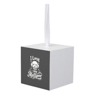 I Love My Maltipoo Dog Lover Cube Ornament