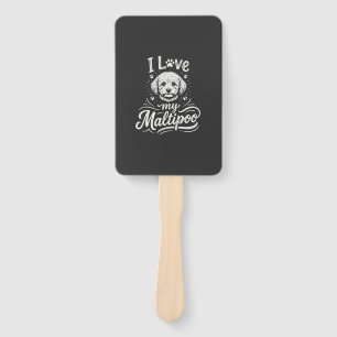 I Love My Maltipoo Dog Lover Hand Fan