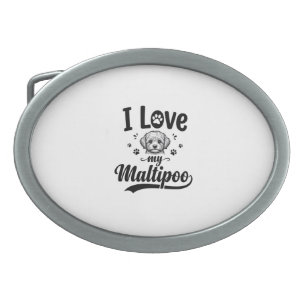I Love My Maltipoo Vintage Engraving Dog Design_1 Belt Buckle