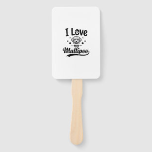 I Love My Maltipoo Vintage Engraving Dog Design_1 Hand Fan