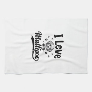 I Love My Maltipoo Vintage Engraving Dog Design_1 Kitchen Towel
