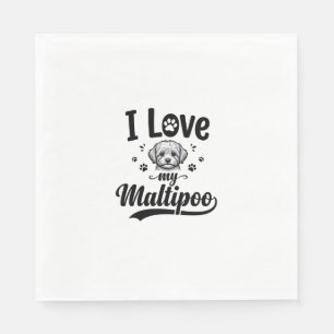 I Love My Maltipoo Vintage Engraving Dog Design_1 Napkins